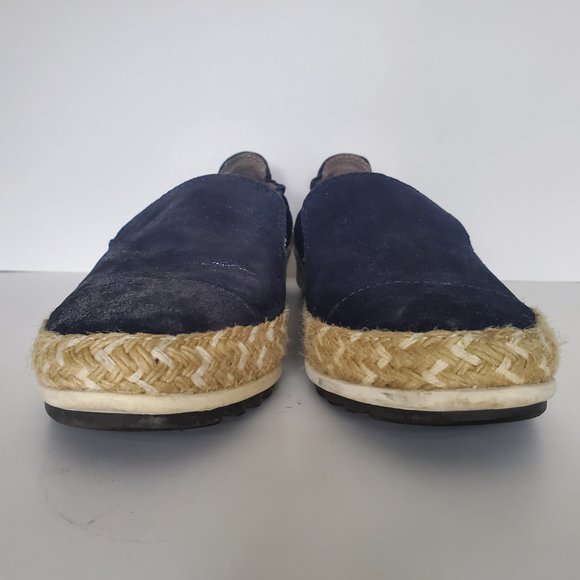 Women's Blue Suede Shoes Loafers Slip On Espadrilles Moccasins Deck Shoes Preppy - Picture 6 of 8